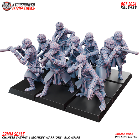 Cathay Monkey Warriors - Blowpipe | Kyoushuneko 28/32mm Fantasy Wargaming Miniatures Role Playing Miniatures