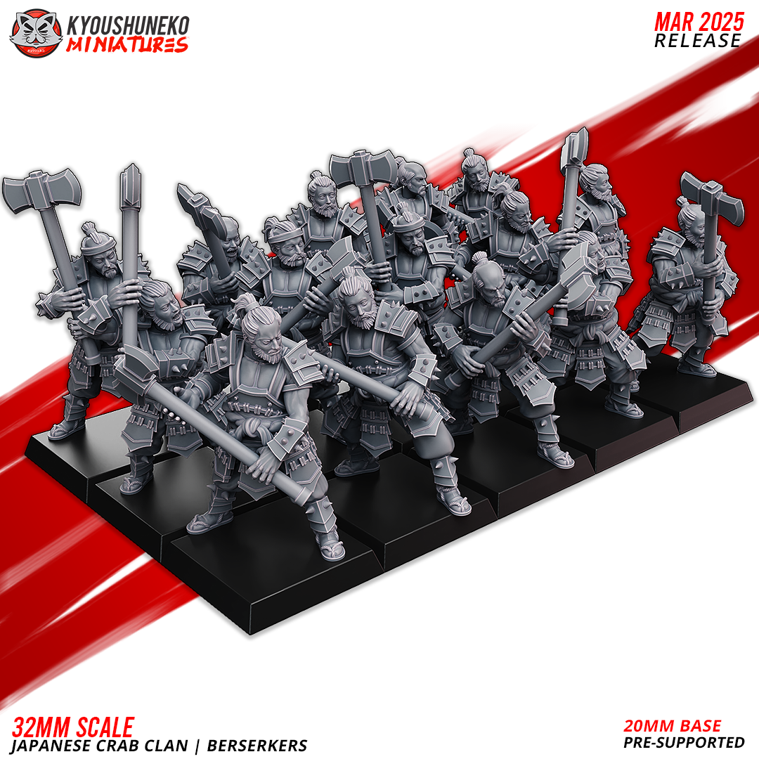 Crab Clan Berserkers | Kyoushuneko 28/32mm Fantasy Wargaming Miniatures Role Playing Miniatures