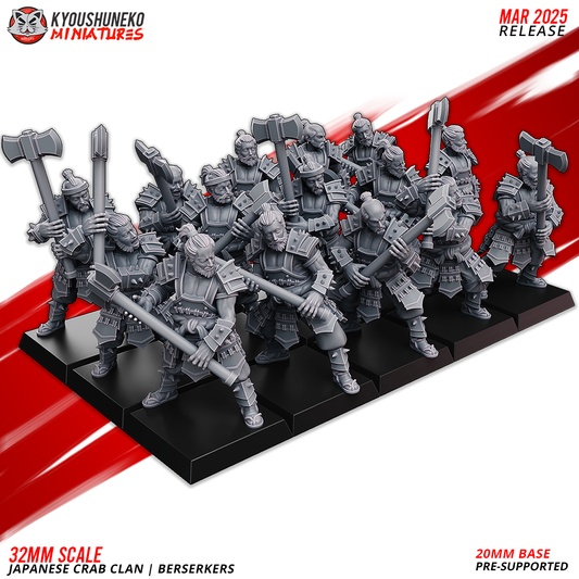 Crab Clan Berserkers | Kyoushuneko 28/32mm Fantasy Wargaming Miniatures Role Playing Miniatures