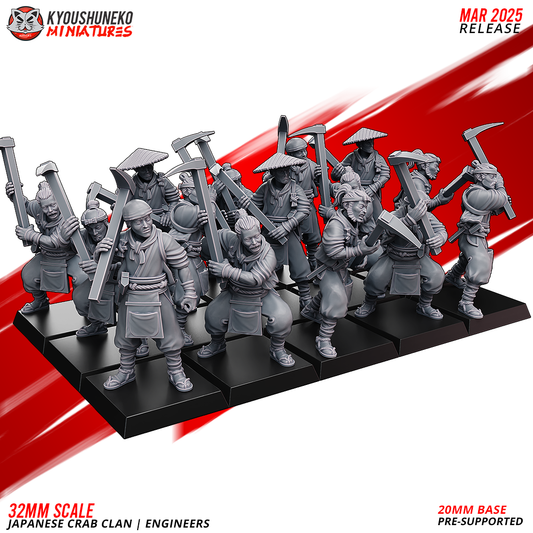 Crab Clan Engineers | Kyoushuneko 28/32mm Fantasy Wargaming Miniatures Role Playing Miniatures