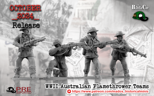 WW2 Australian Pacific Flamethrower Teams | Battlecat 28mm Historical Wargaming Miniatures Role Playing Miniatures