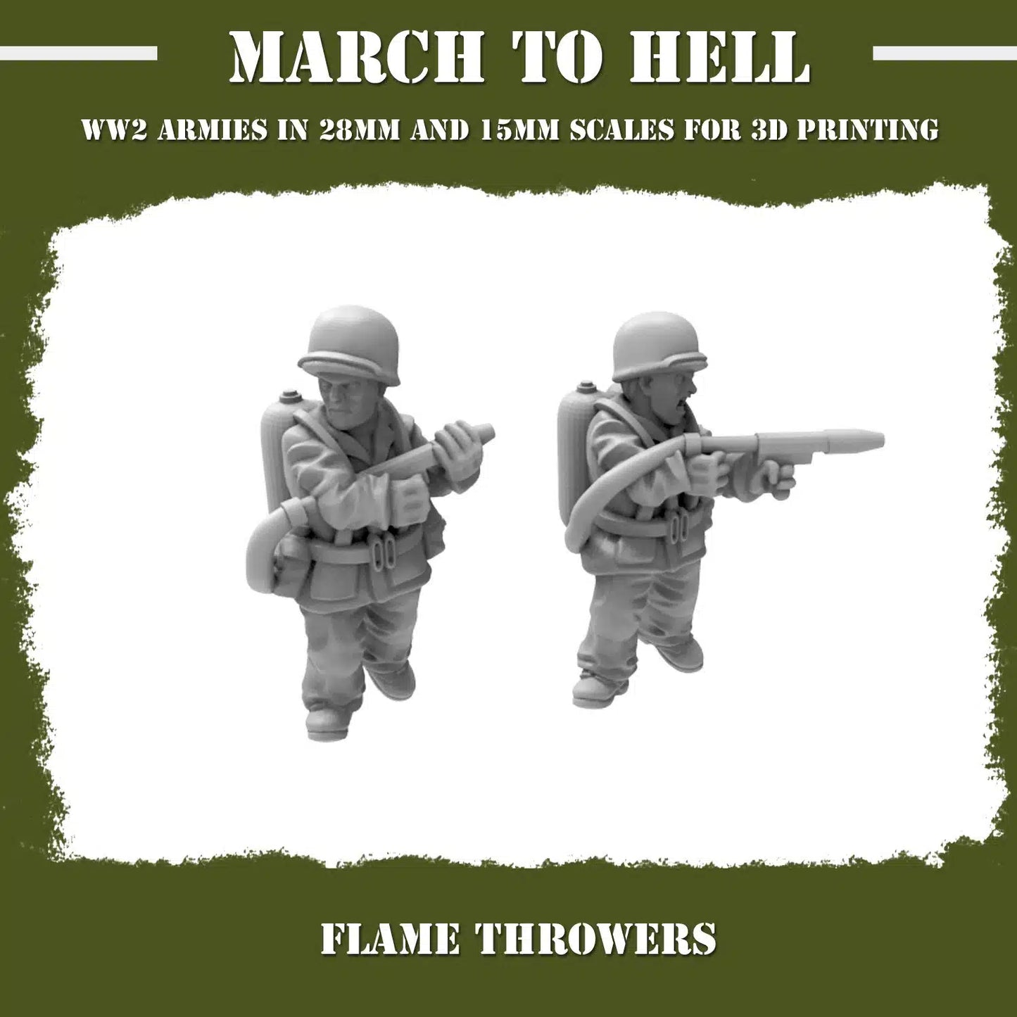 WW2 UNITES STATES MARINES (USM) FLAME THROWER TEAM | 3DBreed 15mm Wargaming Miniatures