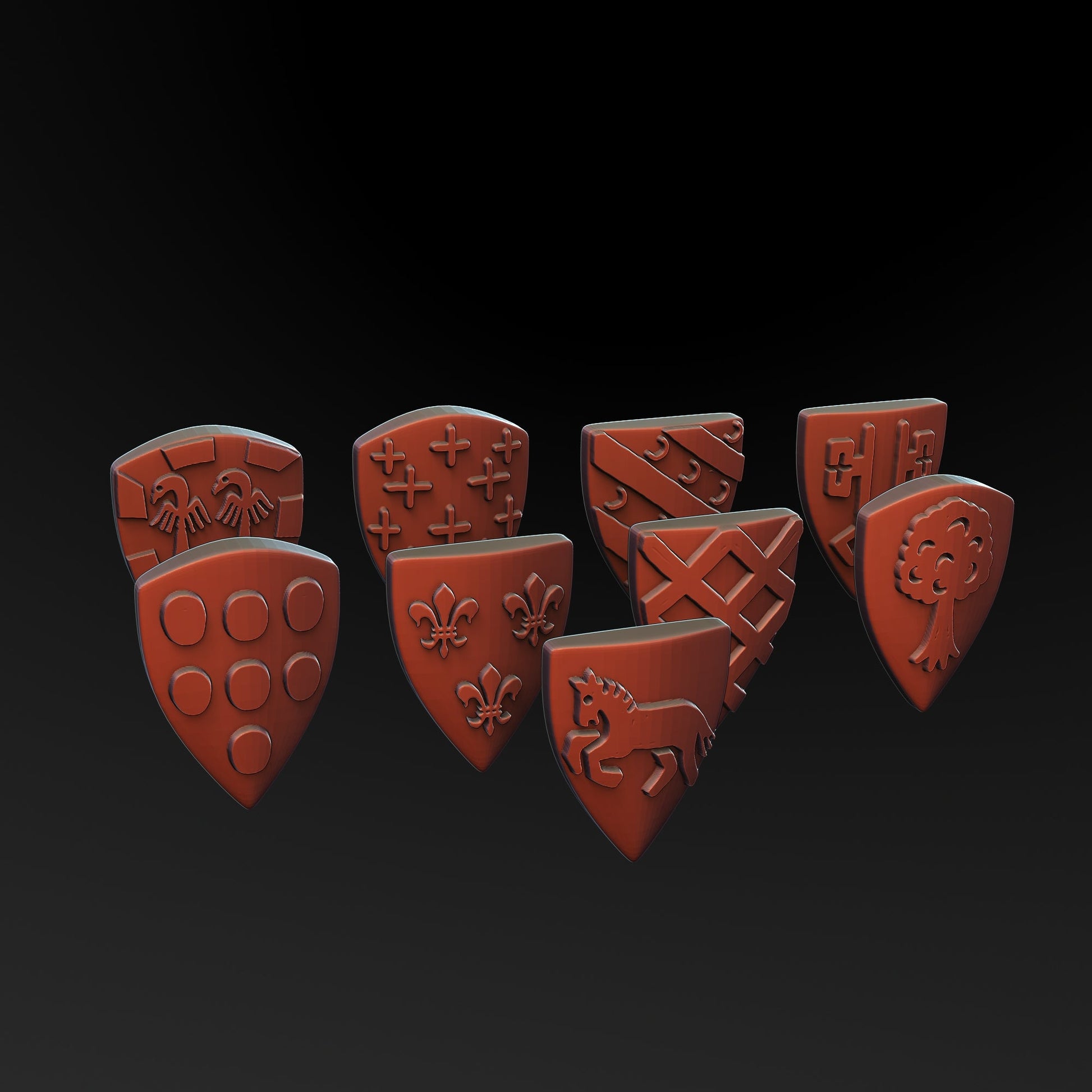 Medieval Shields Pack - French Knights | 3DBreed 15mm Wargaming Miniatures Role Playing Miniatures
