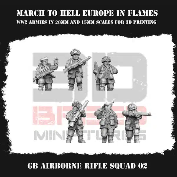 WW2 GB AIRBORNE RIFLESQUAD 02 | 3DBreed 15mm Wargaming Miniatures