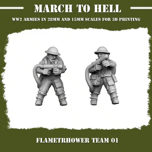 WW2 BRITISH GB FLAMETRHOWER TEAM | 3DBreed 15mm Wargaming Miniatures