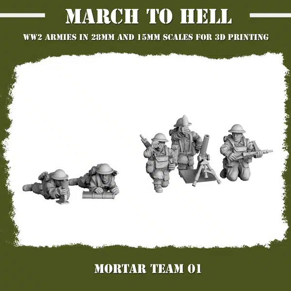 WW2 BRITISH GB MORTAR TEAM | 3DBreed 15mm Wargaming Miniatures