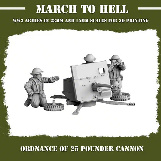 WW2 BRITISH GB ORDNANCE QF 2 POUNDER CANNON | 3DBreed 15mm Wargaming Miniatures