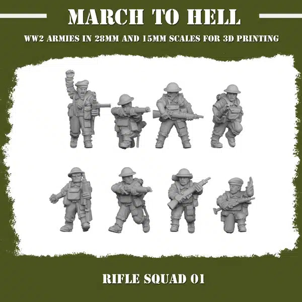 WW2 BRITISH GB RIFLE SQUAD | 3DBreed 15mm Wargaming Miniatures