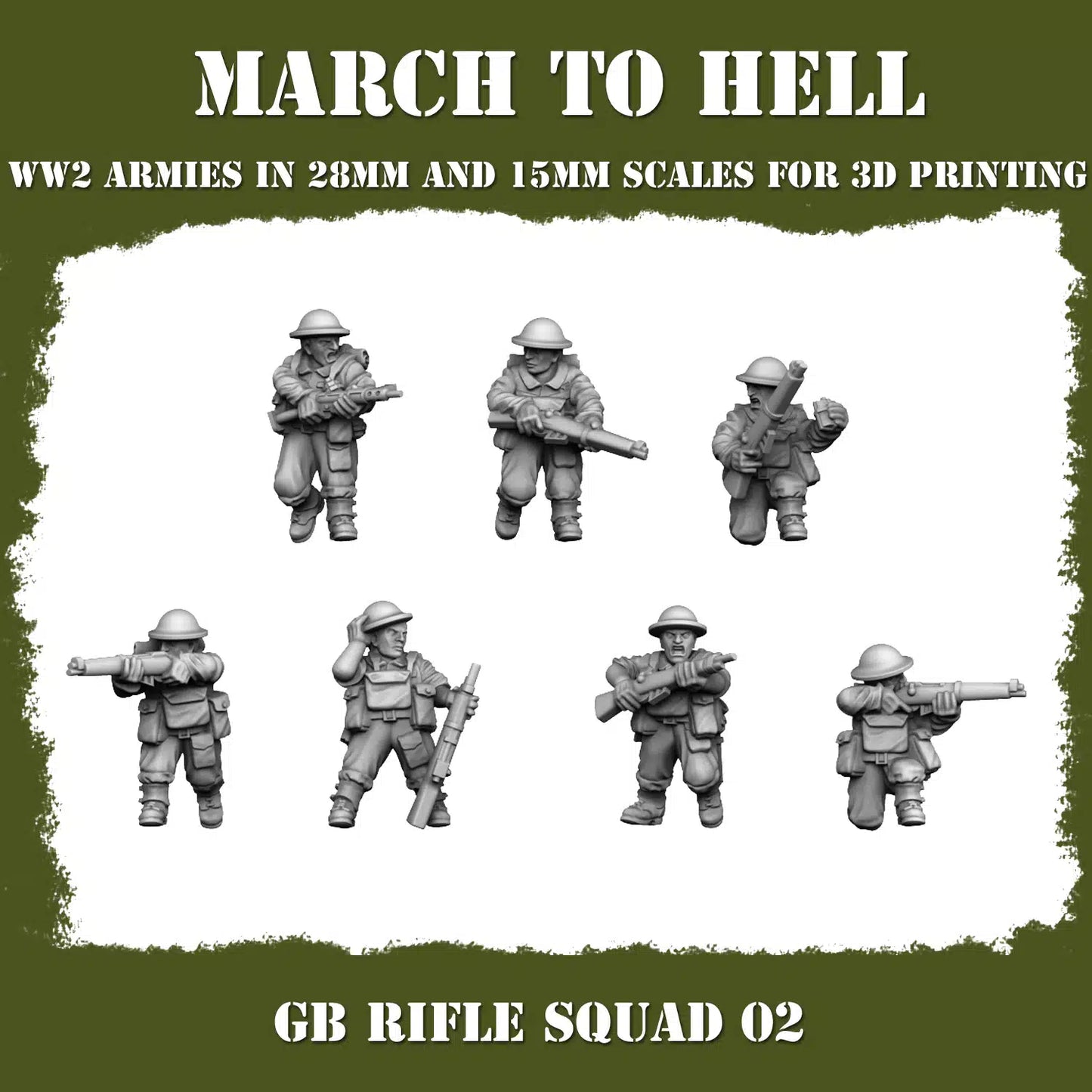 WW2 BRITISH ARMY RIFLE SQUAD | 3DBreed 15mm Wargaming Miniatures