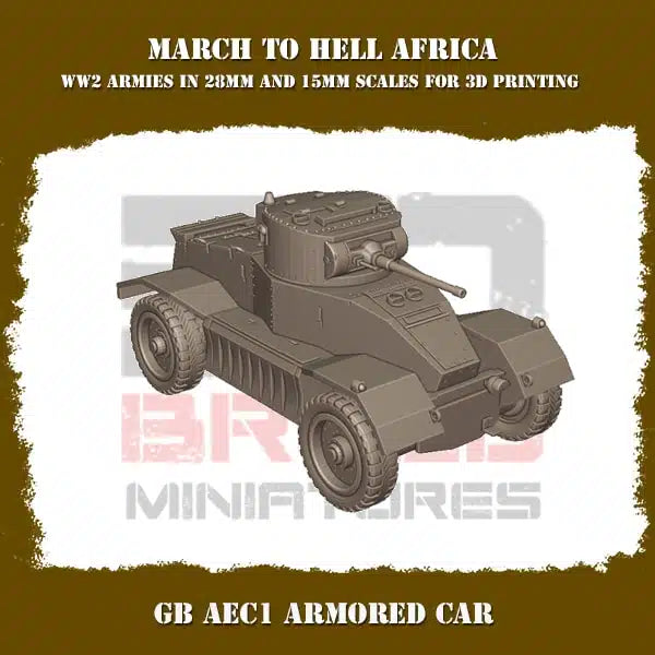 WW2 BRITISH ARMY AFRICA AEC 1 ARMORED CAR | 3DBreed 15mm Wargaming Miniatures