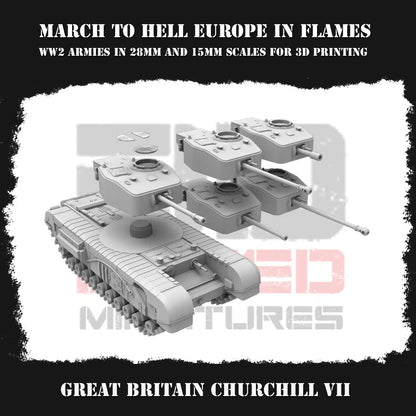 WW2 GREAT BRITIAN CHURCHILL VII | 3DBreed 15mm Wargaming Miniatures