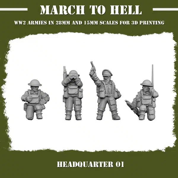 WW2 BRITISH GB HQ 01 | 3DBreed 15mm Wargaming Miniatures