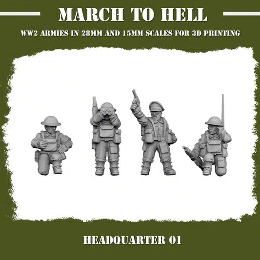 WW2 BRITISH GB HQ 01 | 3DBreed 15mm Wargaming Miniatures