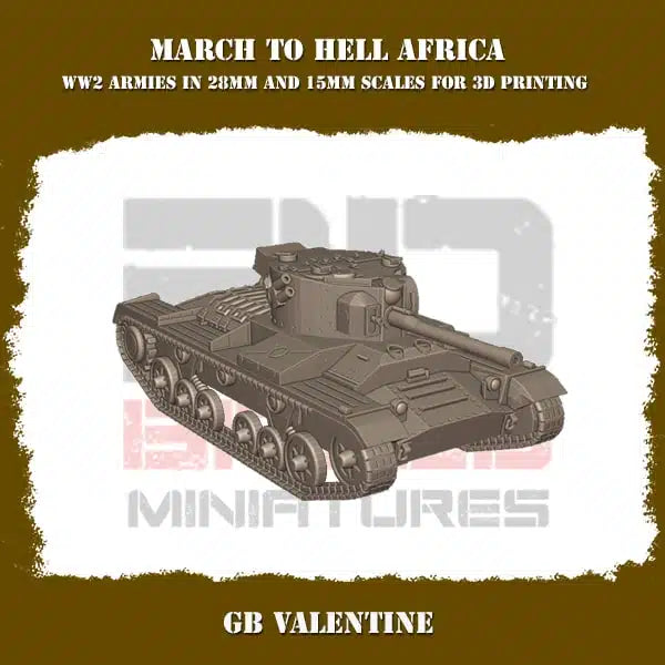 WW2 BRITISH ARMY AFRICA VALENTINE | 3DBreed 15mm Wargaming Miniatures