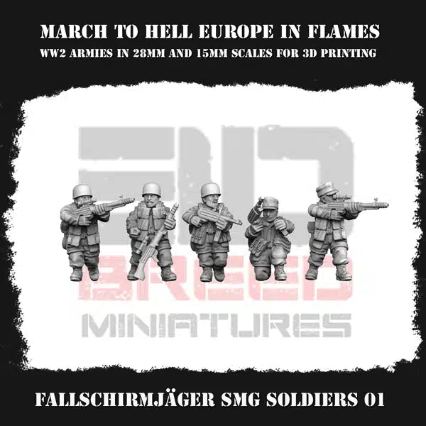 WW2 German Army (Fallschirmjäger) SMG SOLDIERS | 3DBreed 15mm Wargaming Miniatures