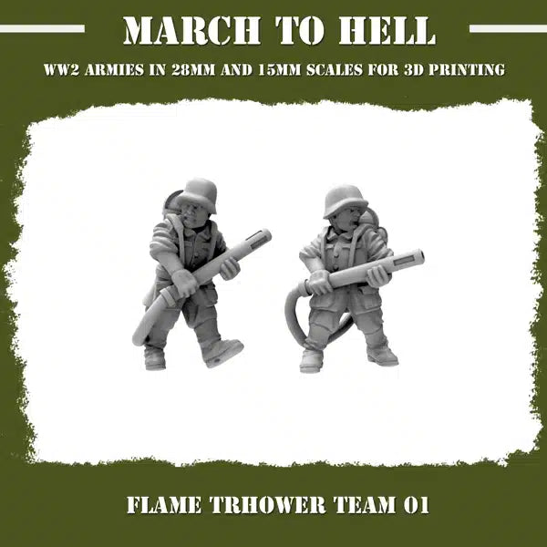 WW2 GERMAN ARMY (WEHRMACHT) FLAME TRHOWER | 3DBreed 15mm Wargaming Miniatures