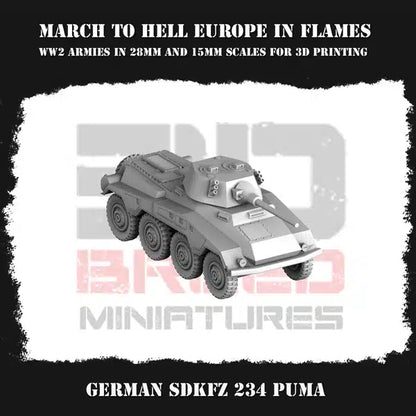 WW2 GERMAN ARMY (WEHRMACHT) 234 PUMA | 3DBreed 15mm Wargaming Miniatures