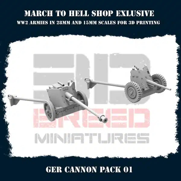 WW2 GER CANNONS PACK | 3DBreed 15mm Wargaming Miniatures