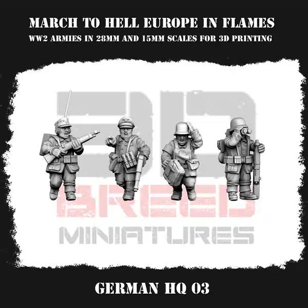 WW2 GERMAN (WEHRMACHT) HQ 03 | 3DBreed 15mm Wargaming Miniatures