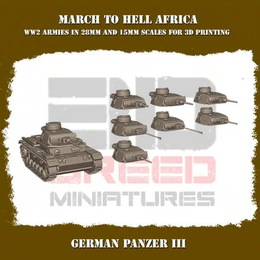 WW2 AFRICA KORPS PANZER III | 3DBreed 15mm Wargaming Miniatures