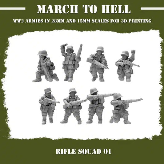 WW2 GERMAN ARMY (WEHRMACHT) RIFLE SQUAD | 3DBreed 15mm Wargaming Miniatures