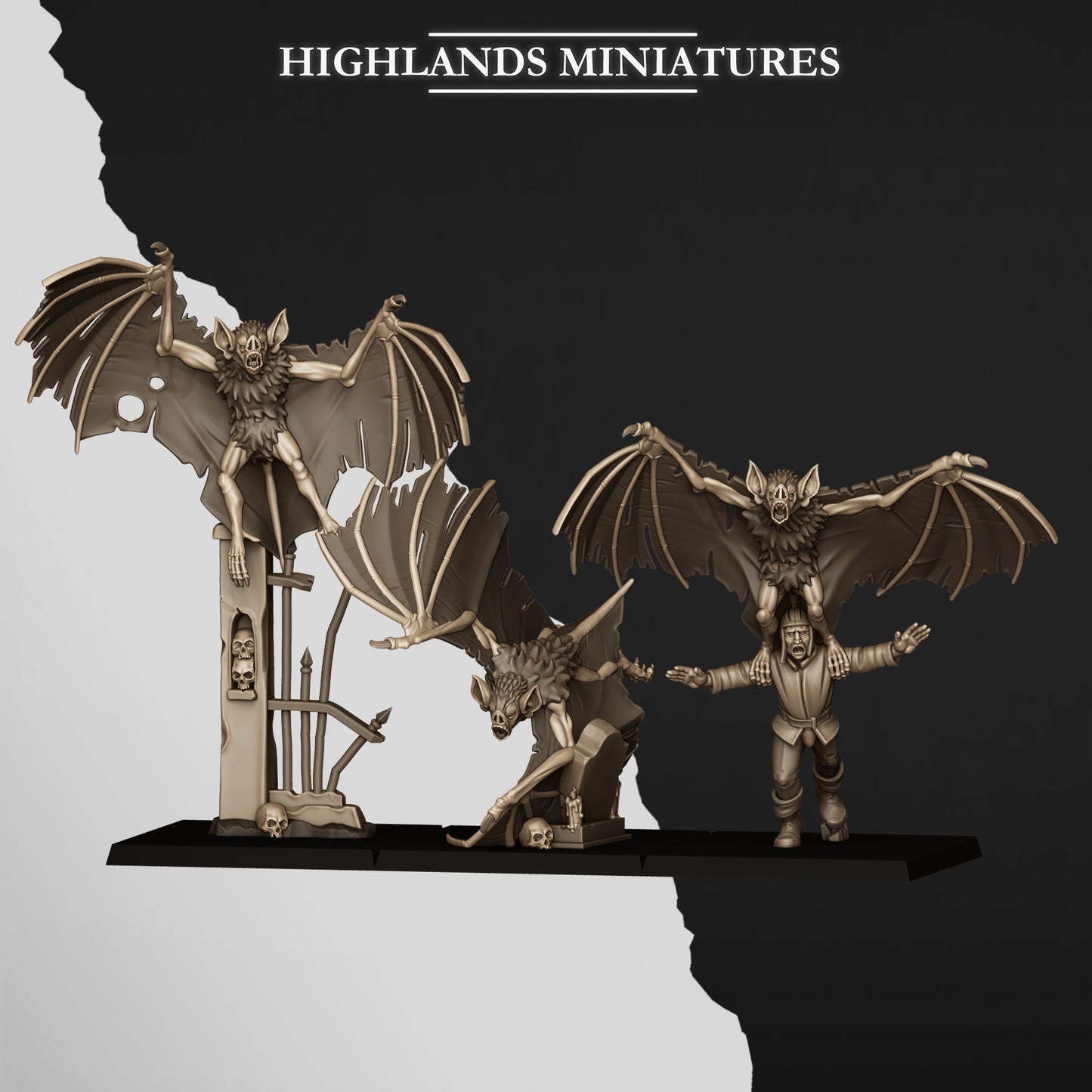 Transilvanya Giant Bats | Highlands Miniatures 28/32mm Fantasy Wargaming Miniatures Role Playing Miniatures