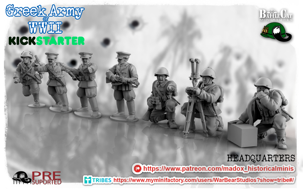 WW2 Greek HQ | Battlecat 28mm Historical Wargaming Miniatures