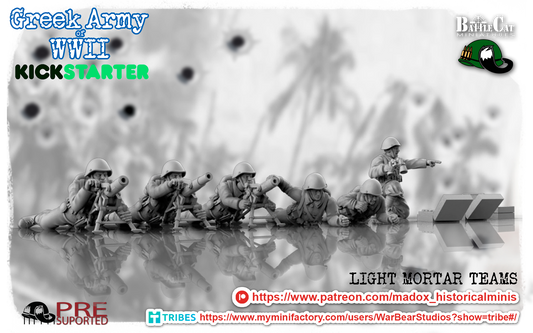WW2 Greek Light Mortar Teams | Battlecat 28mm Historical Wargaming Miniatures Role Playing Miniatures