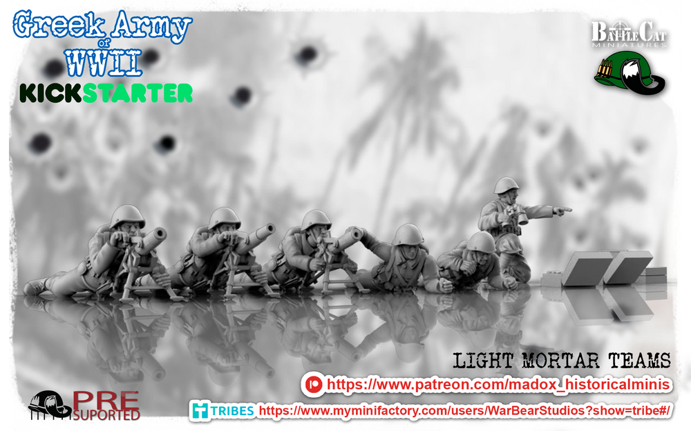 WW2 Greek Light Mortar Teams | Battlecat 28mm Historical Wargaming Miniatures