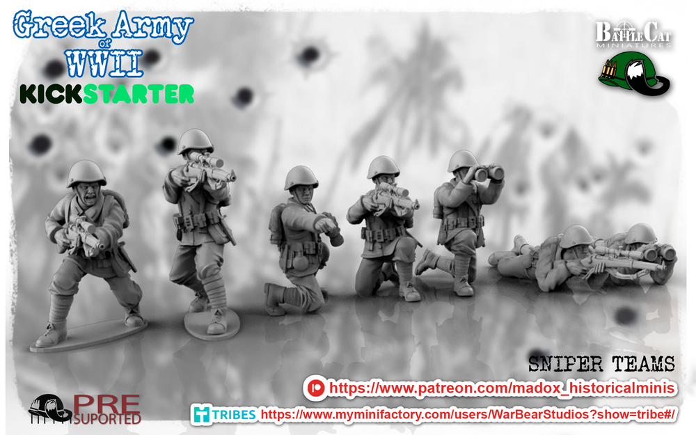 WW2 Greek Sniper Teams | Battlecat 28mm Historical Wargaming Miniatures