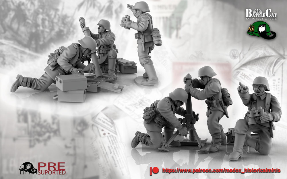 WW2 German Luftwaffe Medium Mortar Teams | Battlecat 28mm Historical Wargaming Miniatures