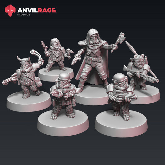 Guerrilla Bear Defectors | Anvilrage Galactic SciFi Miniatures 32mm 1/47 Legion Scale Role Playing Miniatures