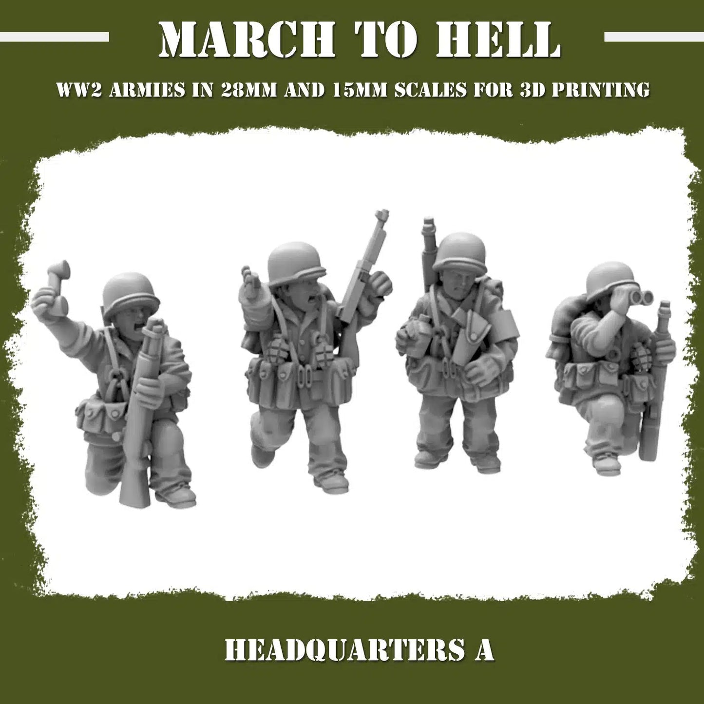 WW2 UNITES STATES MARINES (USM) HQ 01 | 3DBreed 15mm Wargaming Miniatures