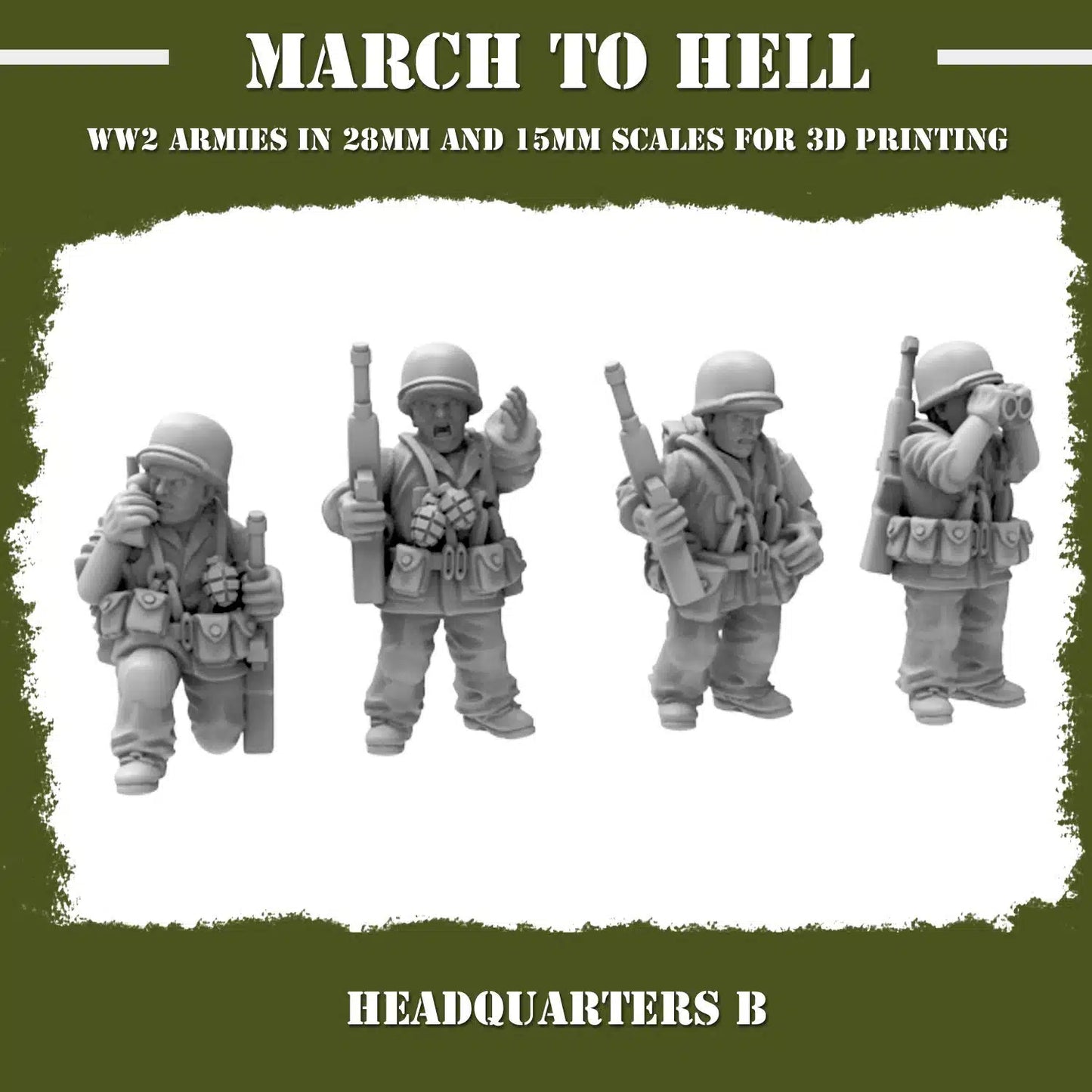 WW2 UNITES STATES MARINES (USM) HQ 02 | 3DBreed 15mm Wargaming Miniatures