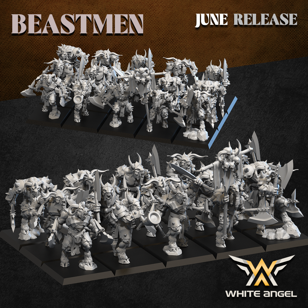 Beastmen Heavy Warriors | White Angel 28/32mm Fantasy Wargaming Miniatures