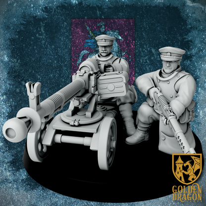 Russian Empire Guards Weapon Teams | Golden Dragon Games Weird WW2 Machine Gun Role Playing Miniatures