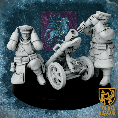 Russian Empire Guards Weapon Teams | Golden Dragon Games Weird WW2 Mortar Role Playing Miniatures
