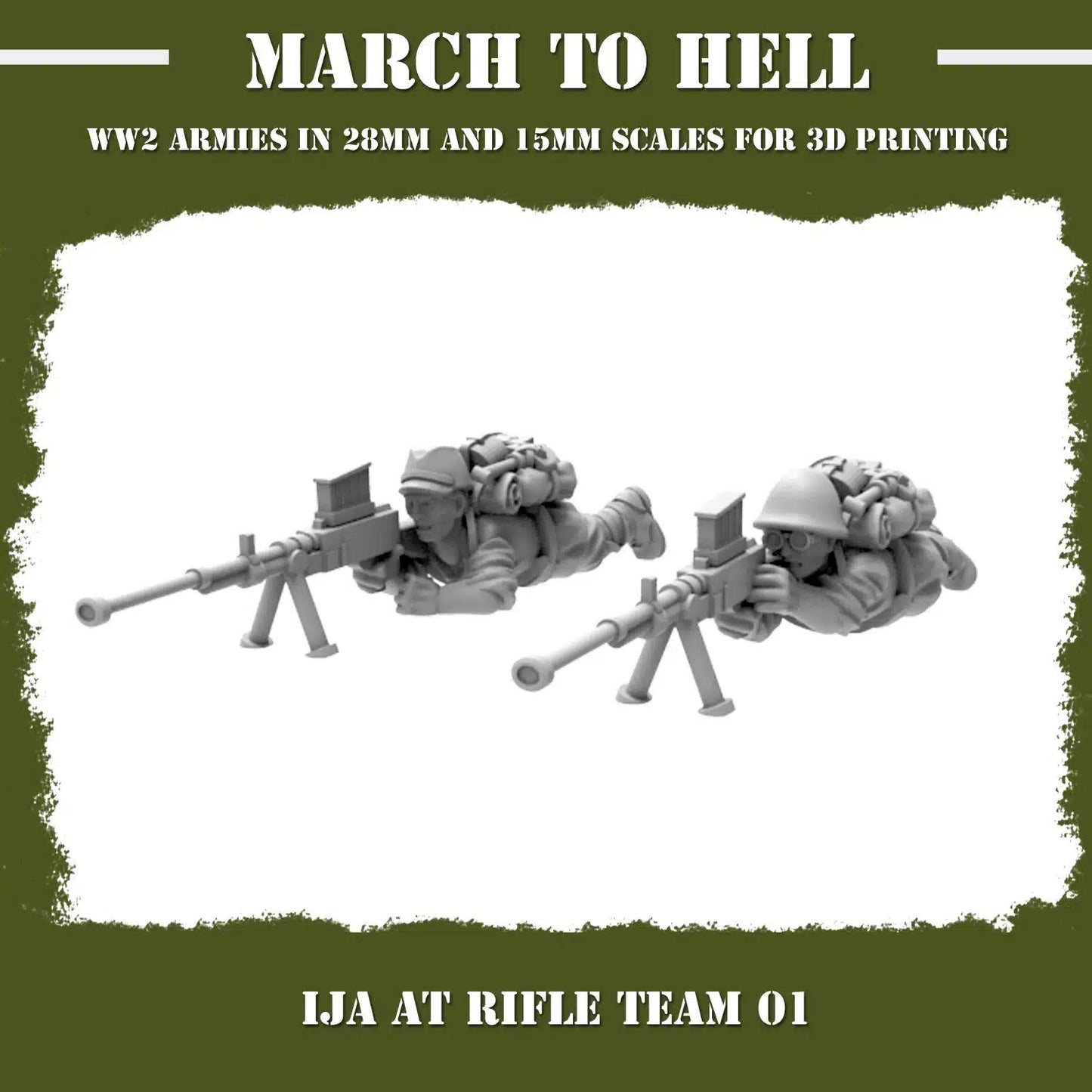WW2 IMPERIAL JAPANESE ARMY (IJA) AT RIFLE TEAM | 3DBreed 15mm Wargaming Miniatures