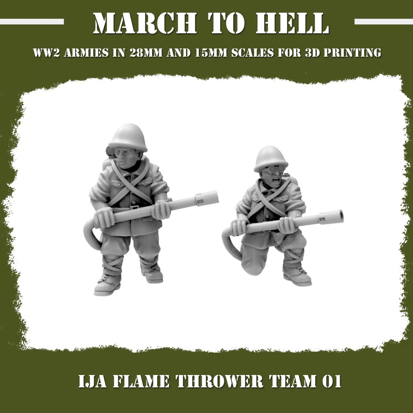 WW2 IMPERIAL JAPANESE ARMY (IJA) FLAME THROWER TEAM | 3DBreed 15mm Wargaming Miniatures