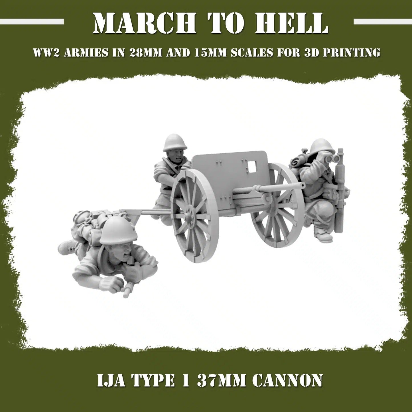 WW2 IMPERIAL JAPANESE ARMY (IJA) TYPE 1 37mm CANNON | 3DBreed 15mm Wargaming Miniatures