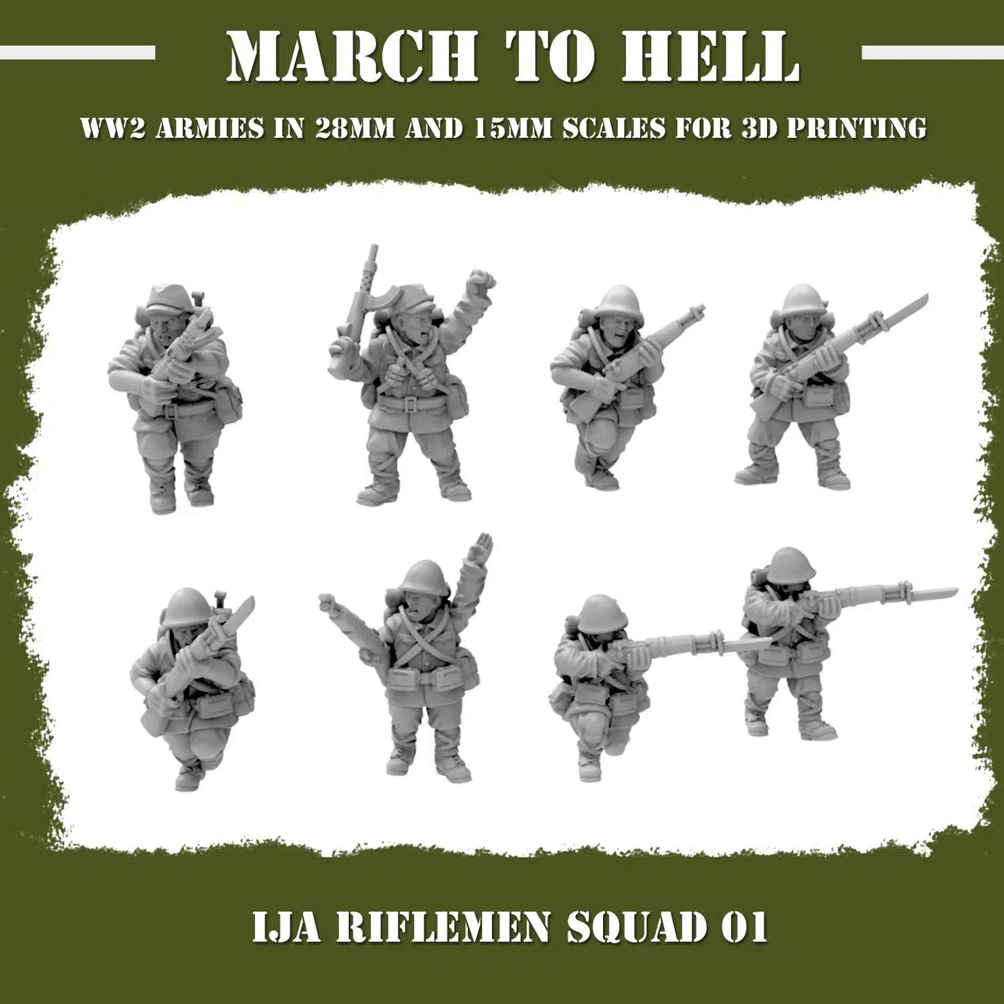 WW2 IMPERIAL JAPANESE ARMY (IJA) RIFLE SQUAD | 3DBreed 15mm Wargaming Miniatures