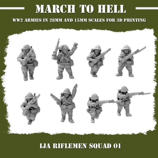 WW2 IMPERIAL JAPANESE ARMY (IJA) RIFLE SQUAD | 3DBreed 15mm Wargaming Miniatures