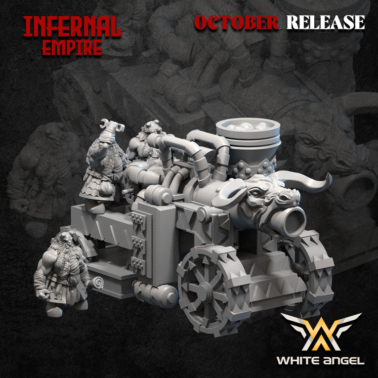 Infernal Dwarf Cannon | White Angel 28/32mm Fantasy Wargaming Miniatures