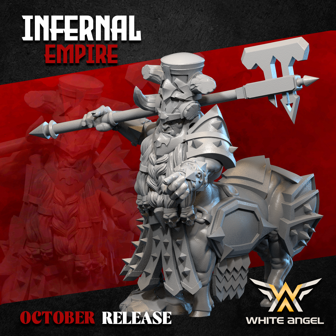 Infernal Dwarf Centaur Commander | White Angel 28/32mm Fantasy Wargaming Miniatures
