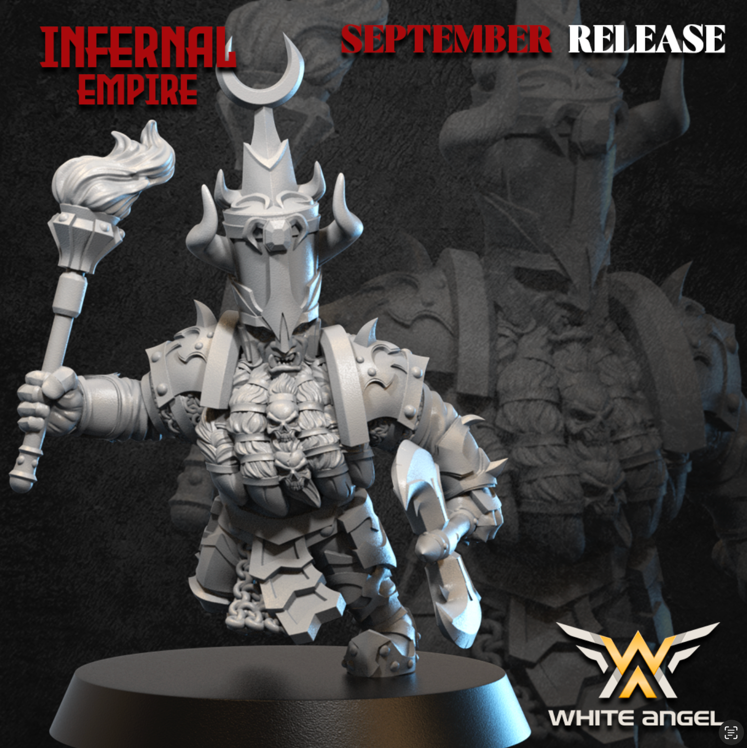 Infernal Dwarf Commander | White Angel 28/32mm Fantasy Wargaming Miniatures
