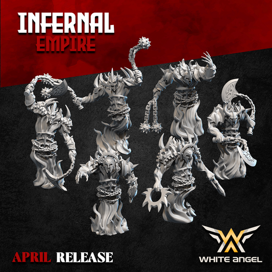 Infernal Dwarf Fire Demons | White Angel 28/32mm Fantasy Wargaming Miniatures Role Playing Miniatures
