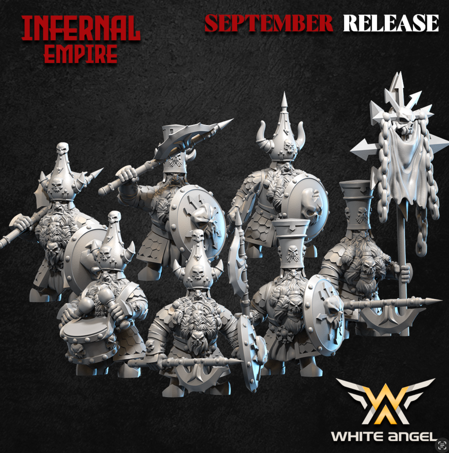 Infernal Dwarf Warriors Shield | White Angel 28/32mm Fantasy Wargaming Miniatures