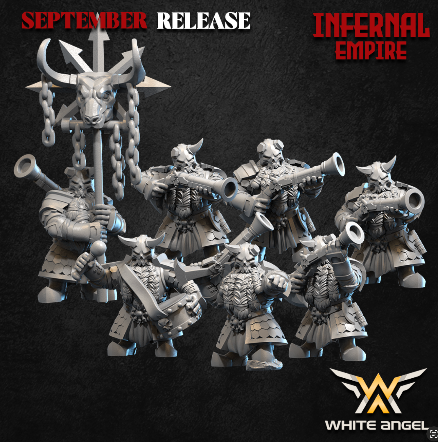 Infernal Dwarf Gun Warriors | White Angel 28/32mm Fantasy Wargaming Miniatures Role Playing Miniatures
