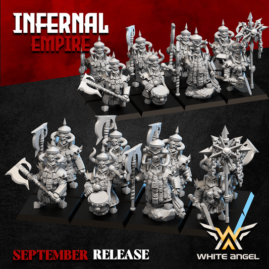 Infernal Dwarf Heavy Guard 2H | White Angel 28/32mm Fantasy Wargaming Miniatures
