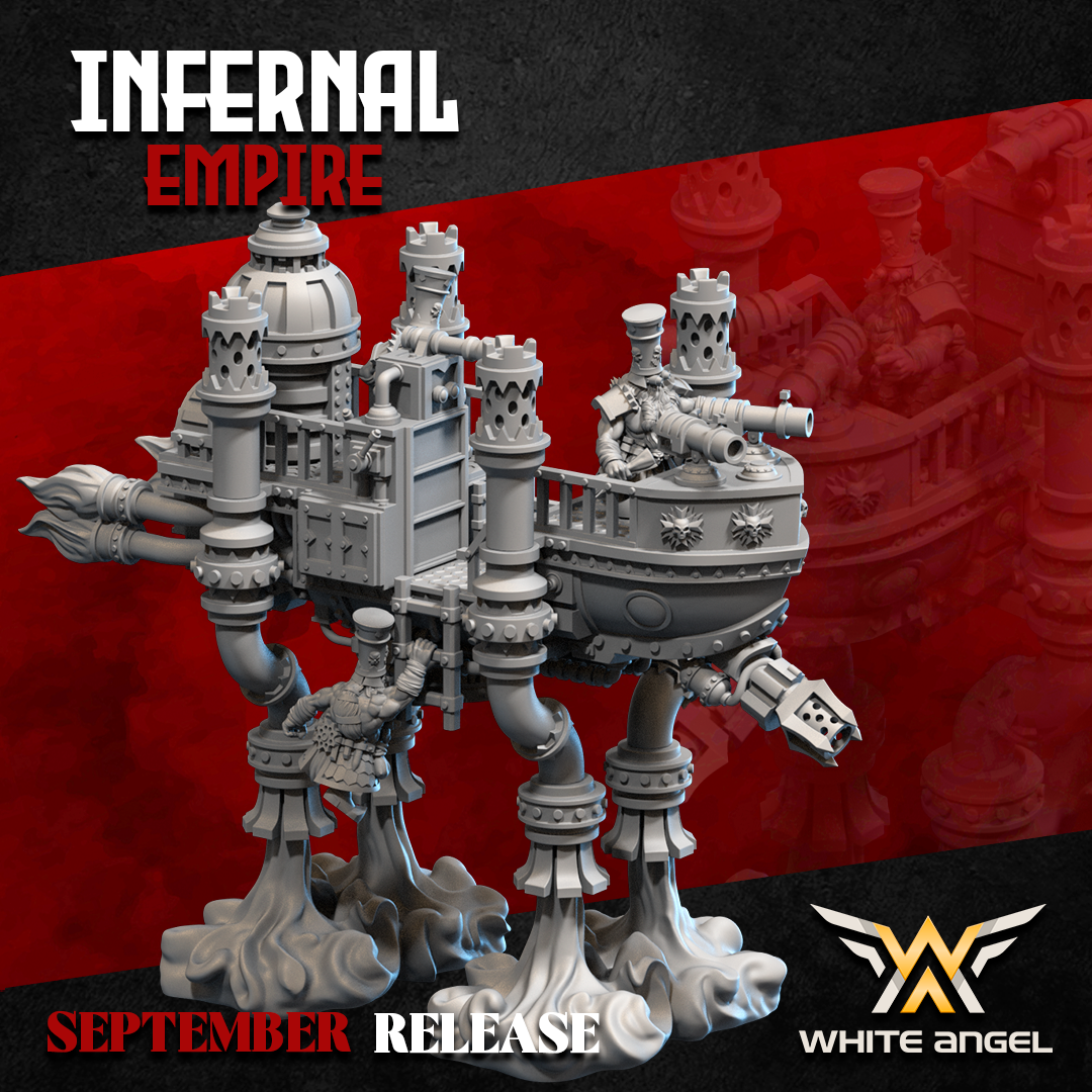 Infernal Dwarf Steam Ship | White Angel 28/32mm Fantasy Wargaming Miniatures